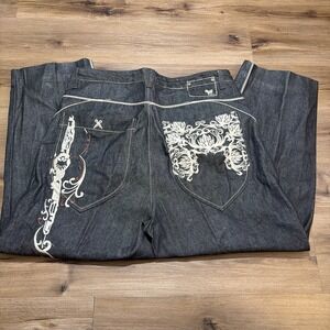 Vintage Russo Jeans 44 X (30-32") Blue Wide Leg Y2K Hip Hop Streetwear Baggy